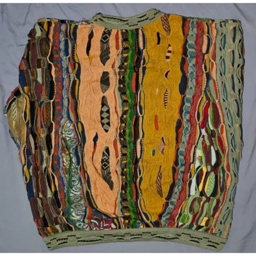 Vintage COOGI Australia 3D Knit Sweater Size Large Multicolor Biggie 90s Hip-Hop